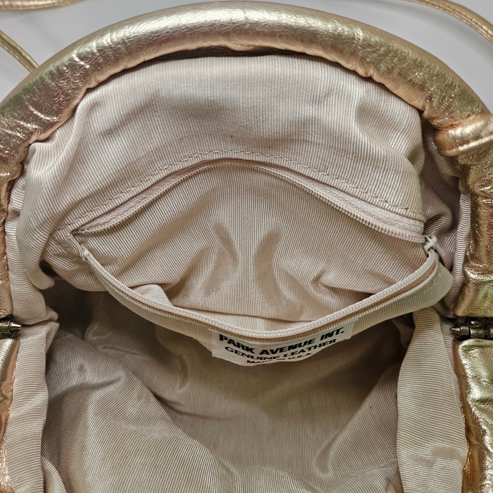 Park Avenue International Vintage 80s Gold Metallic Leather Pouch Clutch Bag USA - Picture 11 of 15
